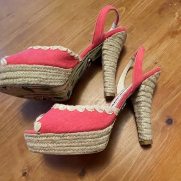 Harajuku Lovers Liberty Pink Jute Heel Sandals Size 9 - Picture 3 of 6